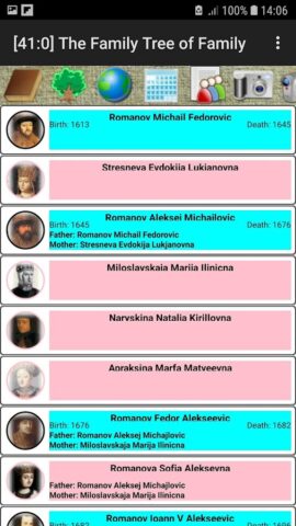 Генеалогическое древо семьи для Android — скриншот 1