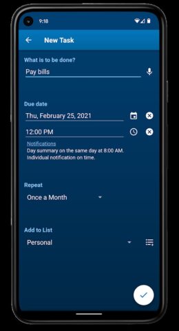 Список задач для Android — скриншот 3