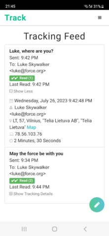 Track — Email Tracking для Android — скриншот 4