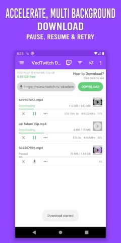 Загрузчик видео для Twitch для Android — скриншот 3