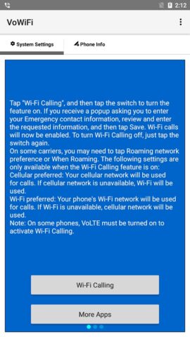 VoWiFi (Звонки по Wi-Fi) для Android — скриншот 1