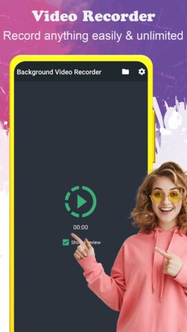 фоновый видеомагнитофон для Android — скриншот 1