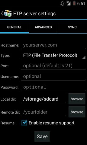 AndFTP (FTP клиент) для Android — скриншот 3