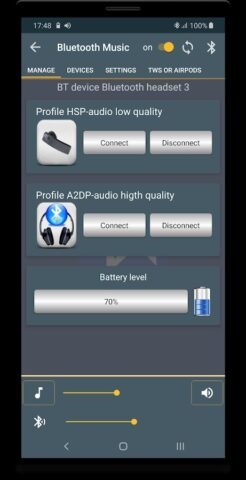 Bluetooth Music Widget Battery для Android — скриншот 3