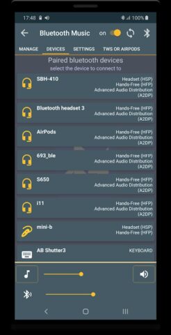 Bluetooth Music Widget Battery для Android — скриншот 4