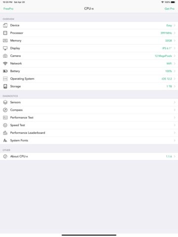 CPU-x Dasher Battery life z id для iOS — скриншот 1