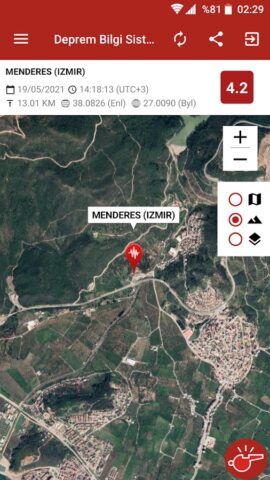 Deprem Bilgi Sistemi для Android — скриншот 3