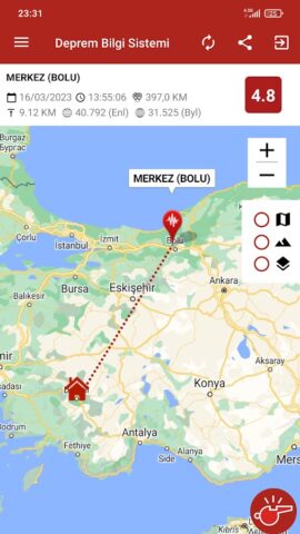 Deprem Bilgi Sistemi для Android — скриншот 5