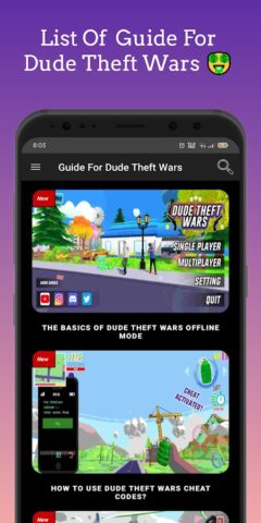 Dude Theft Wars, Cheat Codes для Android — скриншот 4