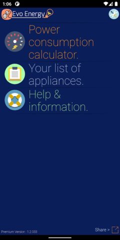 EvoEnergy — Electricity Calc для Android — скриншот 1