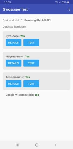 Gyroscope Test для Android — скриншот 1