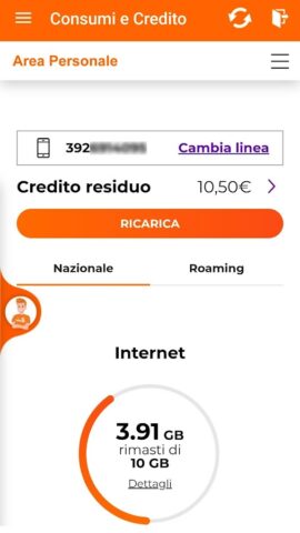 Iliad Consumi e Credito для Android — скриншот 2