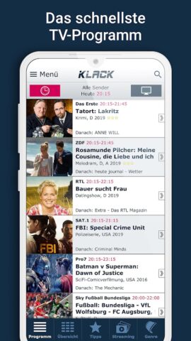 KLACK Fernseh- & TV-Programm для Android — скриншот 1