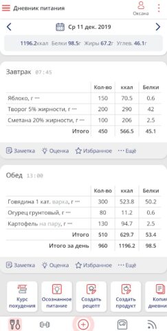 Калькулятор калорий МЗР для Android — скриншот 1