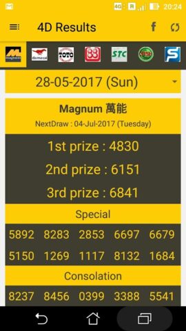 Live 4D Results MY & SG для Android — скриншот 2