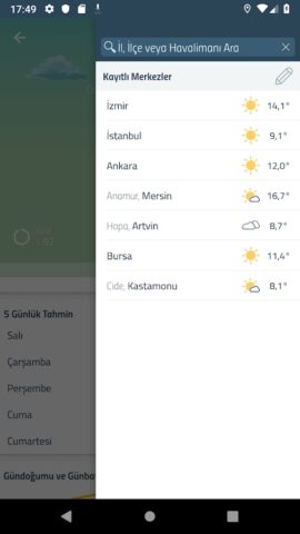 Meteoroloji Hava Durumu для Android — скриншот 2