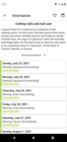 Moon Calendar — Moony для Android — скриншот 3