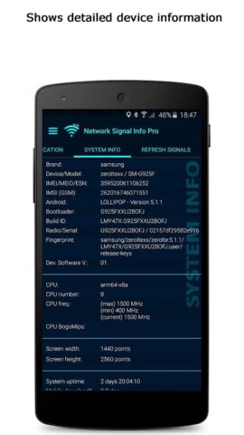 Информация сигнала сети для Android — скриншот 5