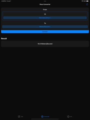 Калькулятор Темпа Бега, Расчет для iOS — скриншот 3