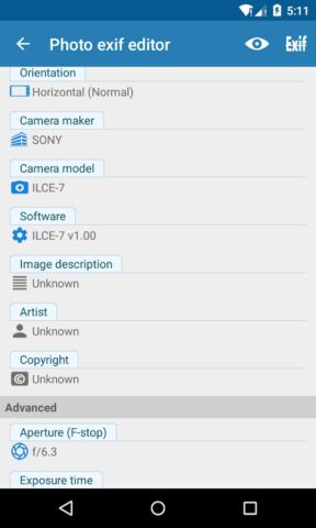 Photo Exif Editor для Android — скриншот 5