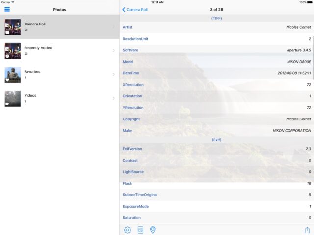 Photo Metadata Viewer для iOS — скриншот 2