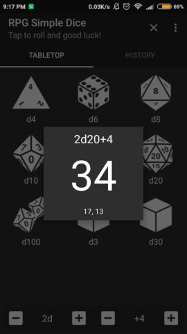 RPG Simple Dice для Android — скриншот 2