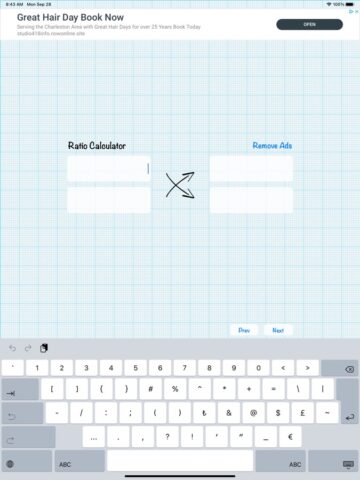 Калькулятор Пропорций для iOS — скриншот 1