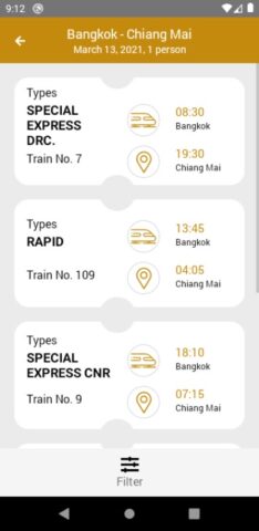 SRT D-Ticket จองตั๋วรถไฟ для Android — скриншот 3