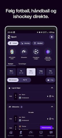 TV 2 Sport для Android — скриншот 1