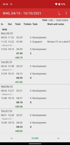 Time Recording — Timesheet App для Android — скриншот 2