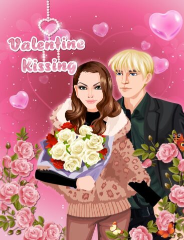 Valentine Kissing –  Поцелуи игры для девочек в любви на день Святого Валентина — скриншот 1