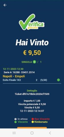 Verifica Giocata — Scommessa для Android — скриншот 3