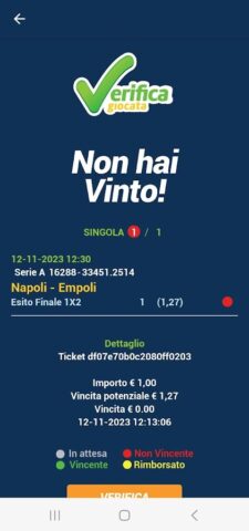 Verifica Giocata — Scommessa для Android — скриншот 4
