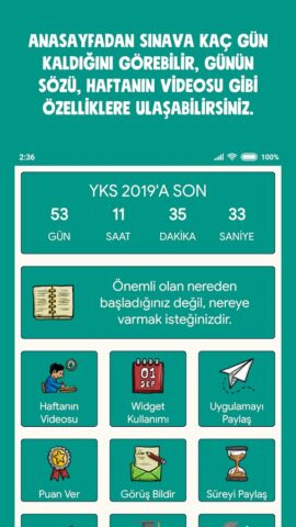 YKS Sayaç ve Widget для Android — скриншот 1