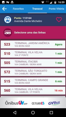 ÔnibusGV для Android — скриншот 3