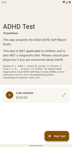ADHD Test для Android — скриншот 1