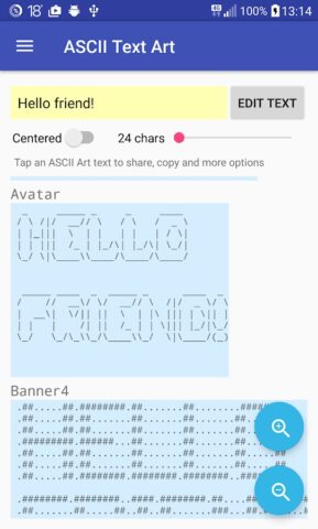 ASCII Text Art для Android — скриншот 1