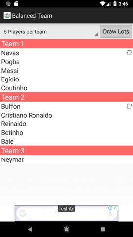 Balanced Team Generator для Android — скриншот 3