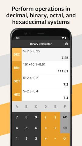 Двоичный калькулятор для Android — скриншот 1