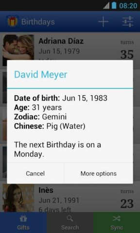 Birthdays: Reminder & calendar для Android — скриншот 2