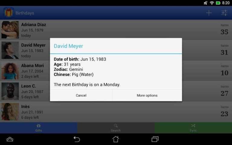 Birthdays: Reminder & calendar для Android — скриншот 5