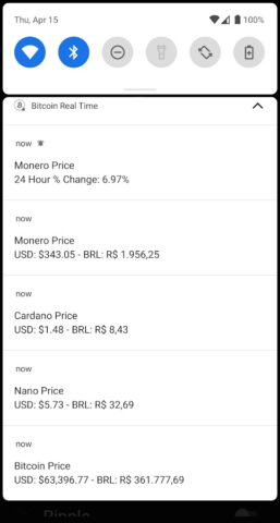 Bitcoin Real Time для Android — скриншот 3