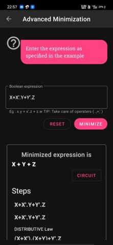 Алгебра логики калькулятор для Android — скриншот 2