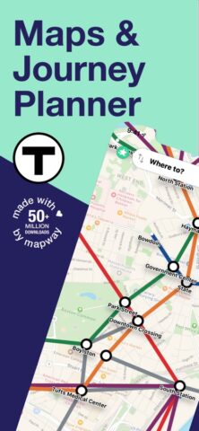Boston T Subway Map & Routing для iOS — скриншот 1