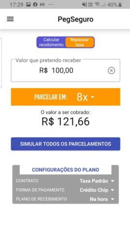 Calc. Taxas Maquina de Cartão для Android — скриншот 2