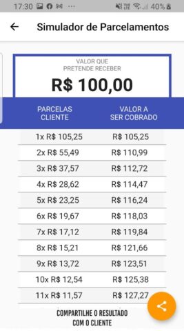 Calc. Taxas Maquina de Cartão для Android — скриншот 3