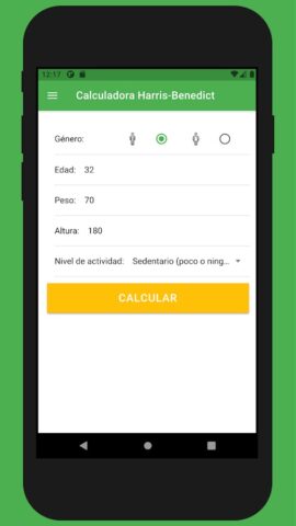 Calculadora Harris Benedict для Android — скриншот 1