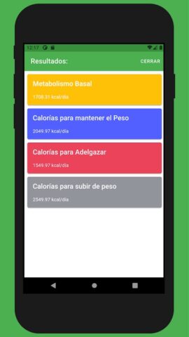 Calculadora Harris Benedict для Android — скриншот 2