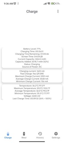 Capacity Info: Износ батареи для Android — скриншот 2