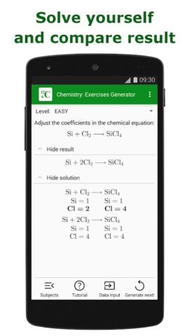 Химия: Генератор задач для Android — скриншот 1